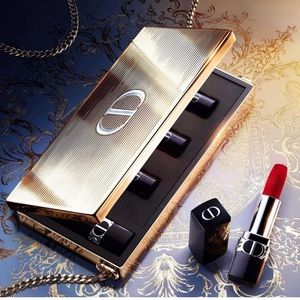 DIOR ROUGE MINAUDIÈRE 2023 SET HOLIDAY CLUTCH w/ CHAIN & 4 Rouge Dior LIPSTICKS